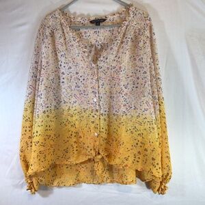Zac And Rachel Women’s Ombre Yellow Shirt Size 2XL button up casual boho retro